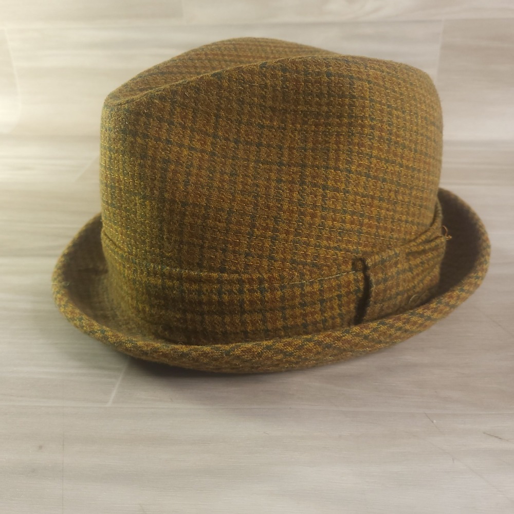 Pendleton Fedora Hat Mens L Brown Wool Plaid Vintage Trilby Check Portland